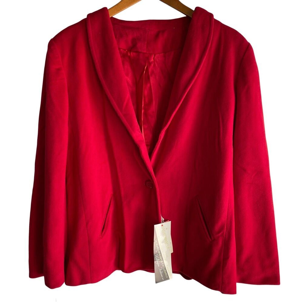 Vintage Kashmiracle Coat Womens 14 Red Shawl Collar Union Made USA